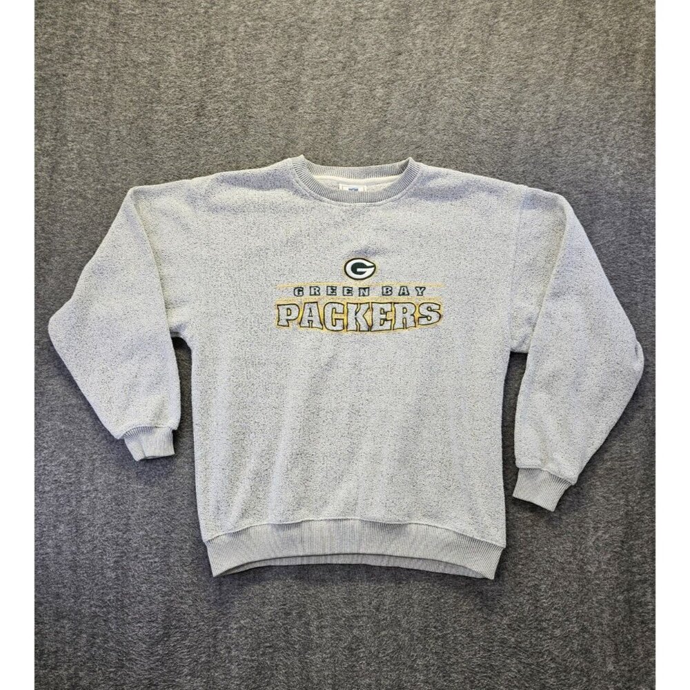 Vintage Green Bay Packers Sweatshirt Mens L Gray NFL Football Team 90s Sweater